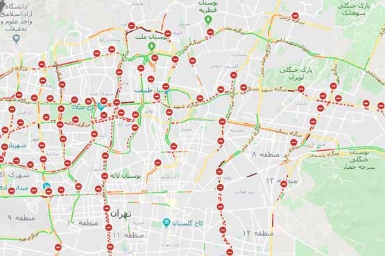 شیطنت عجیب گوگل مپ در نمایش ترافیک تهران و تفاوت نقشه ترافیک شهری تهران با آن +عکس